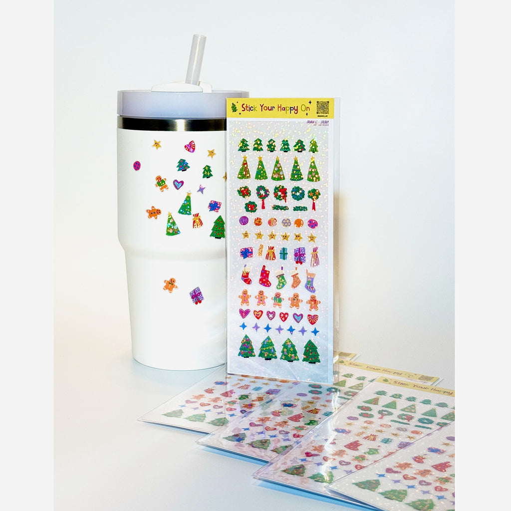 Original illustrated Christmas sticker sheet