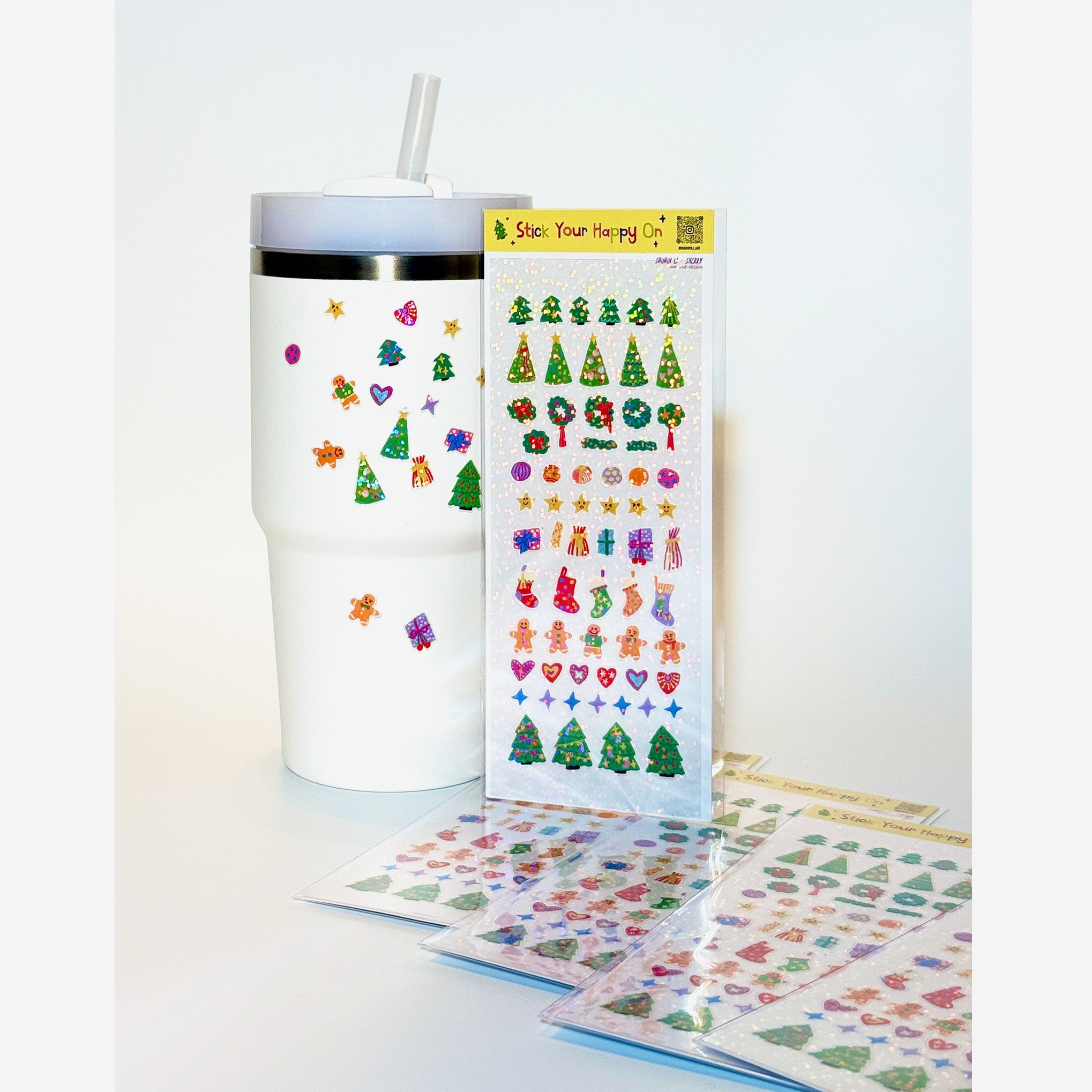 Original illustrated Christmas sticker sheet