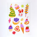 Cute Glitter Illustrated Sticker Sheet  - Cake