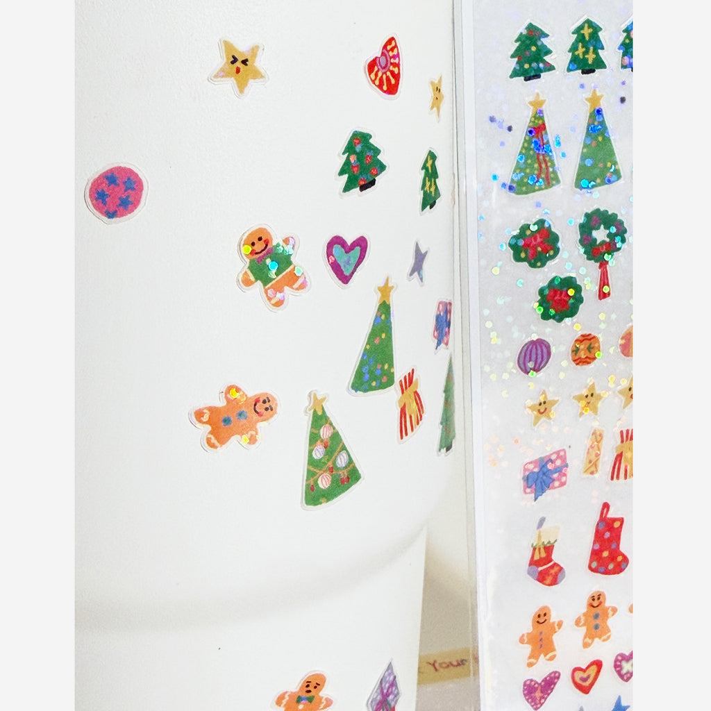 Original illustrated Christmas sticker sheet