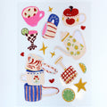 Cute Glitter Illustrated Sticker Sheet  - Cute Coffee Cup