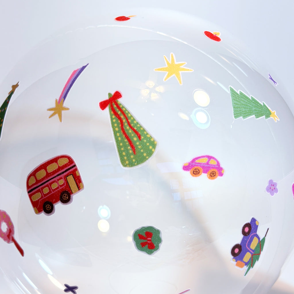 Cute Glitter Illustrated Sticker Sheet - Christmas