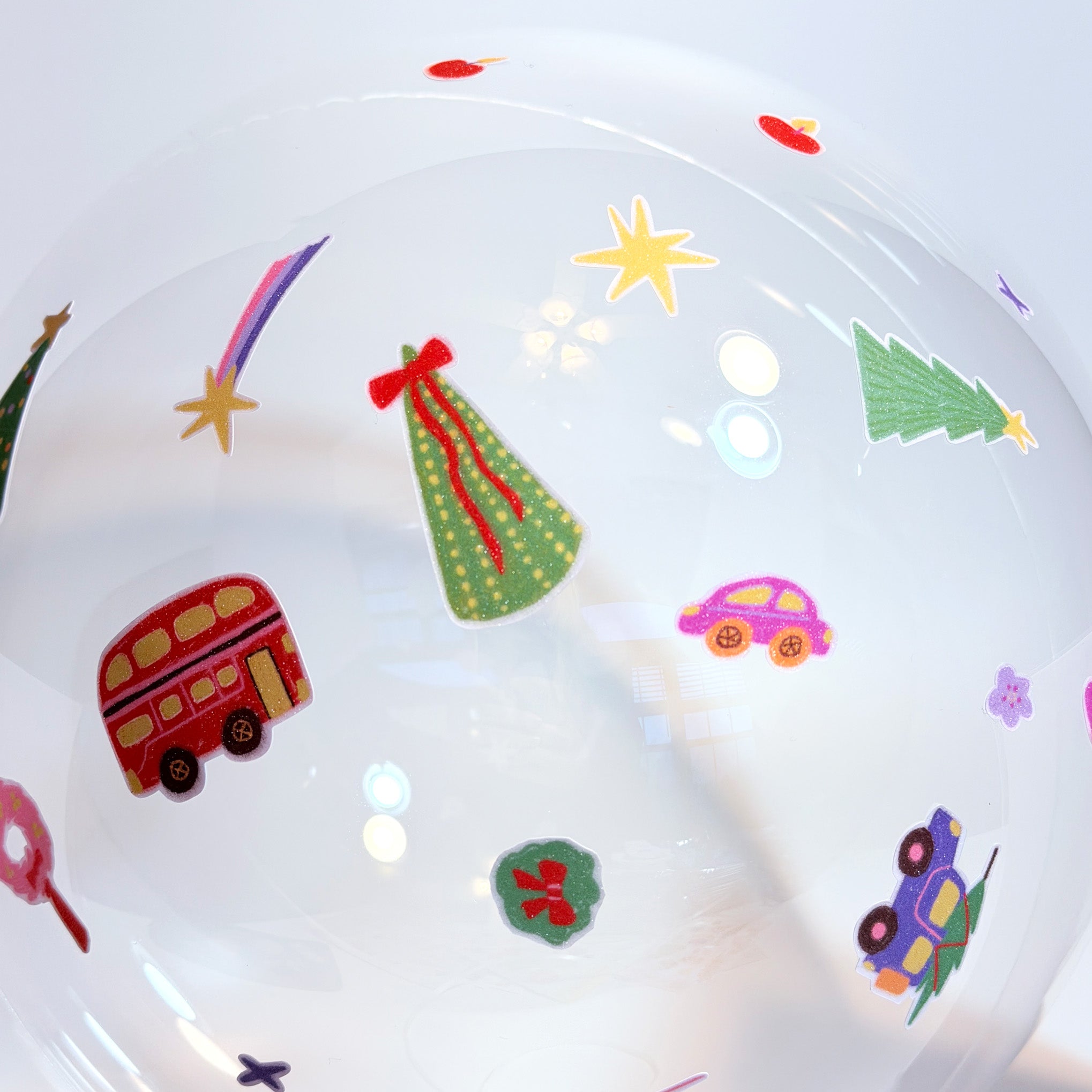 Cute Glitter Illustrated Sticker Sheet - Christmas