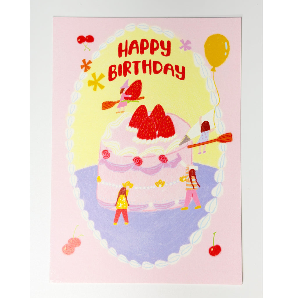 Strawberry Cake Birthday Postcard