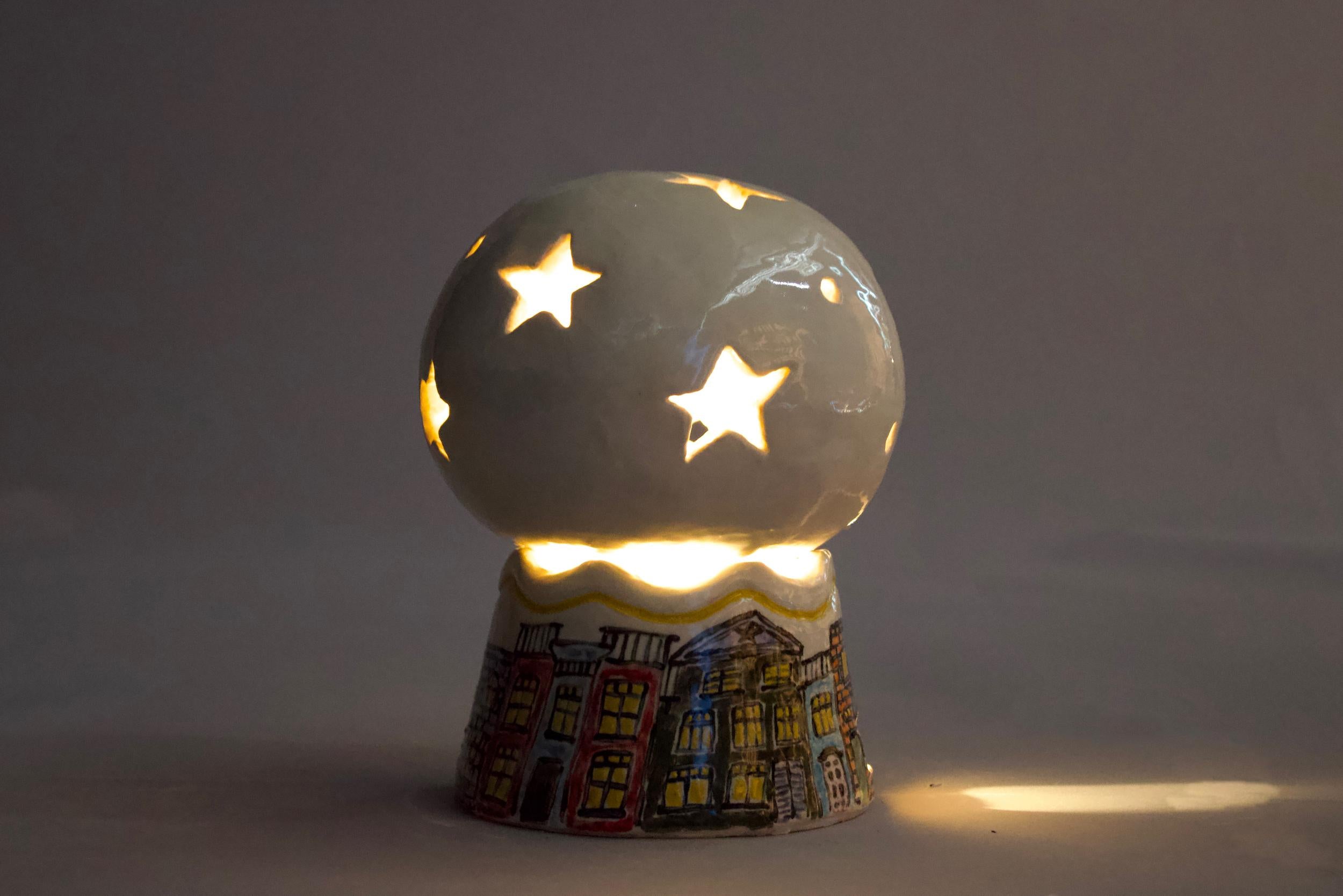 Hand-Built Ceramic Star Light by Sherry Li
